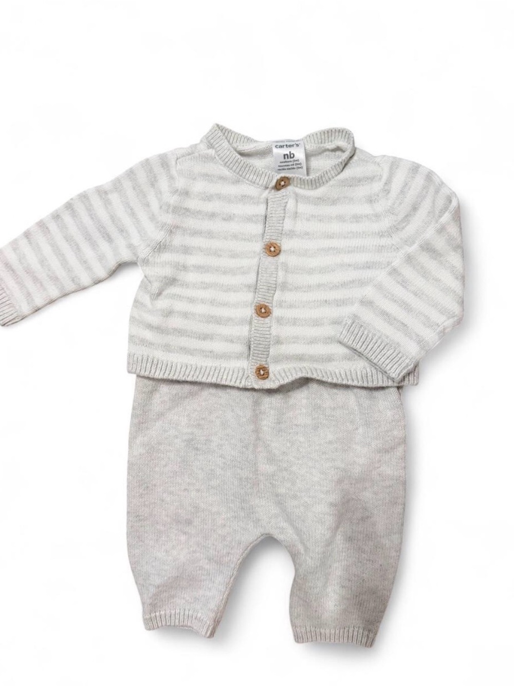 Carter's Cream and Light Gray Knit Two Piece Set